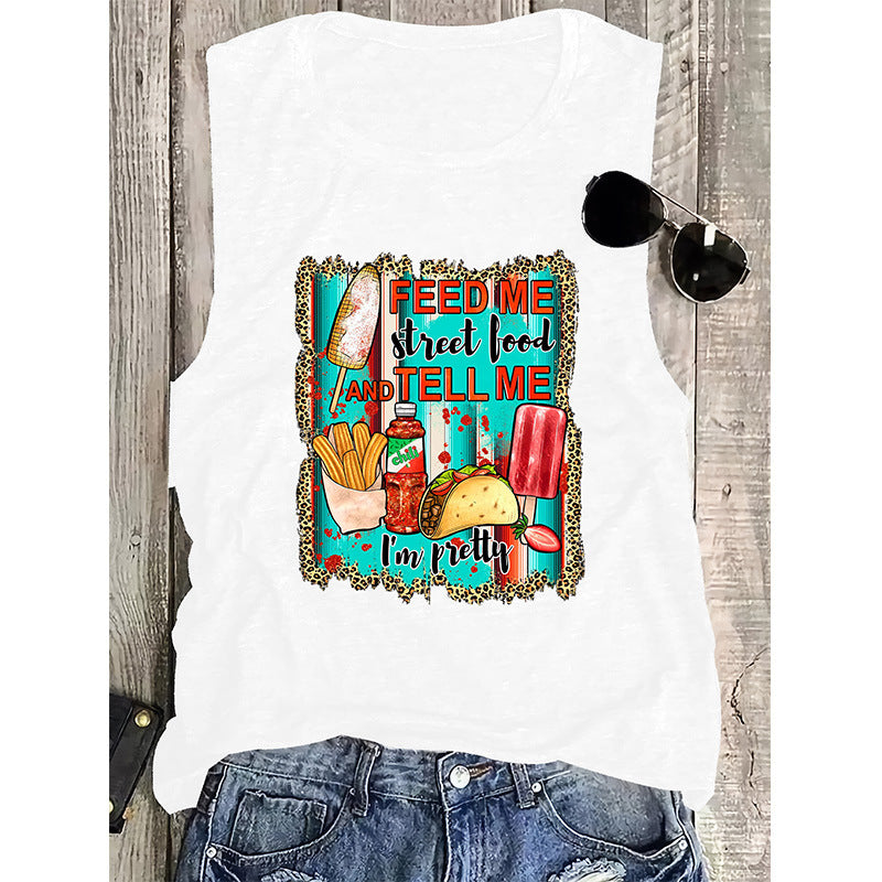 Camiseta de mangas sin mangas de alimentos al por mayor poliéster al estilo mexicano